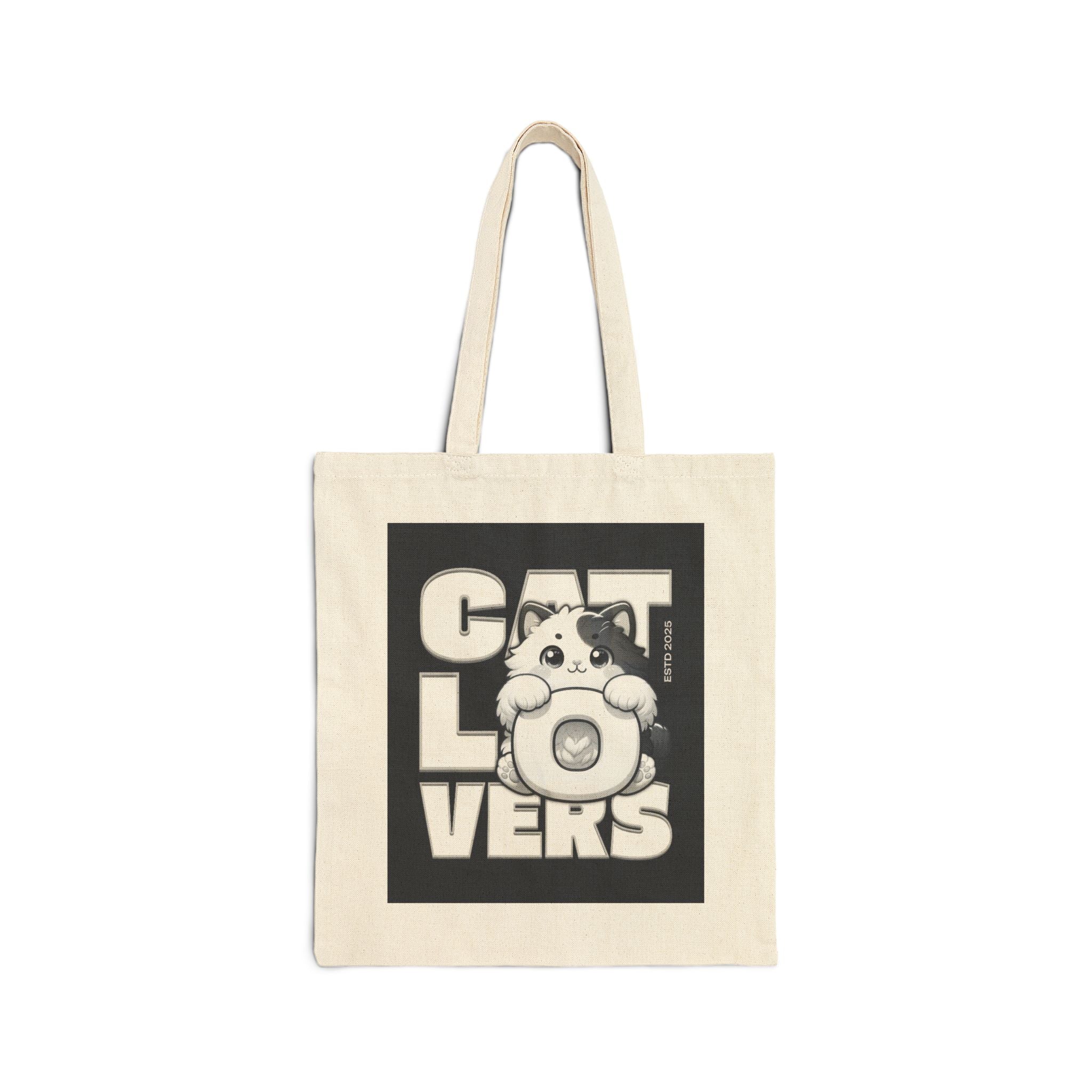 Cat Lovers Graphic Tote Bag — Canvas Shopping & Everyday Carry