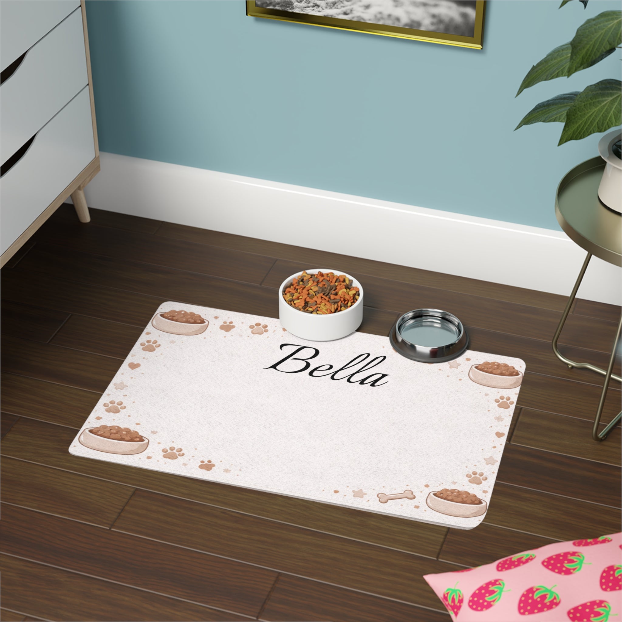 Personalized The Kibble Corner Pet Food Mat (12x18) — Custom Name Dog Bowl Placemat
