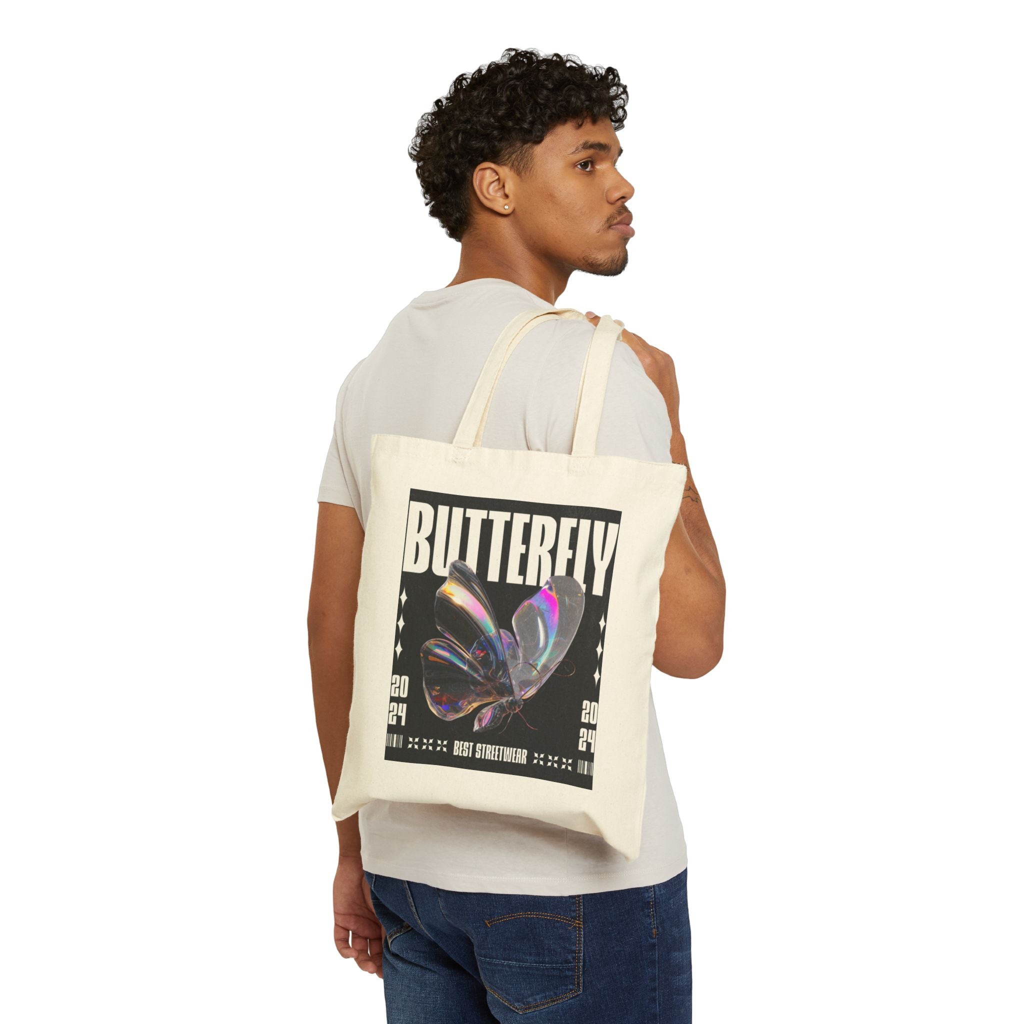 Butterfly Graphic Tote Bag — Canvas Shopping & Everyday Carry