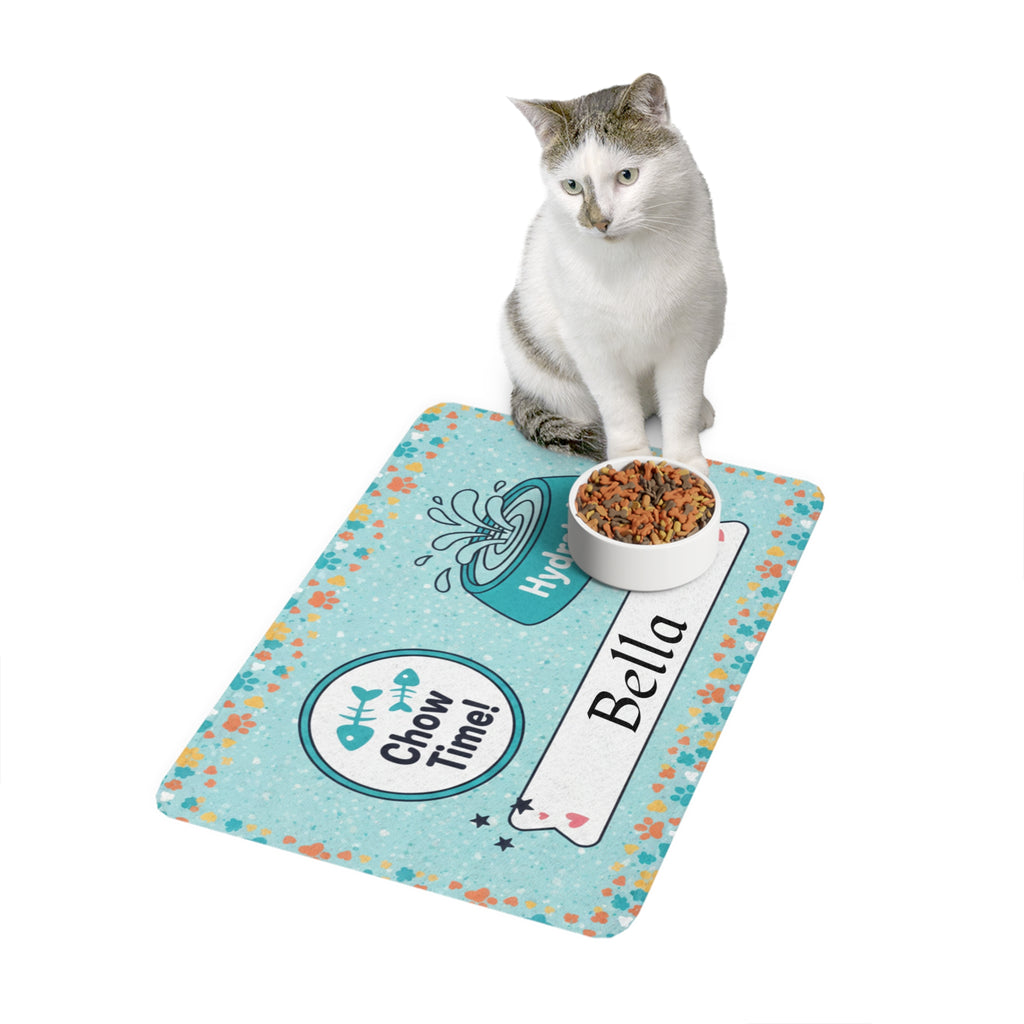 Chow Time Hydrate Pet Food Mat (12x18) — Personalized Dog/Cat Feeding Placemat