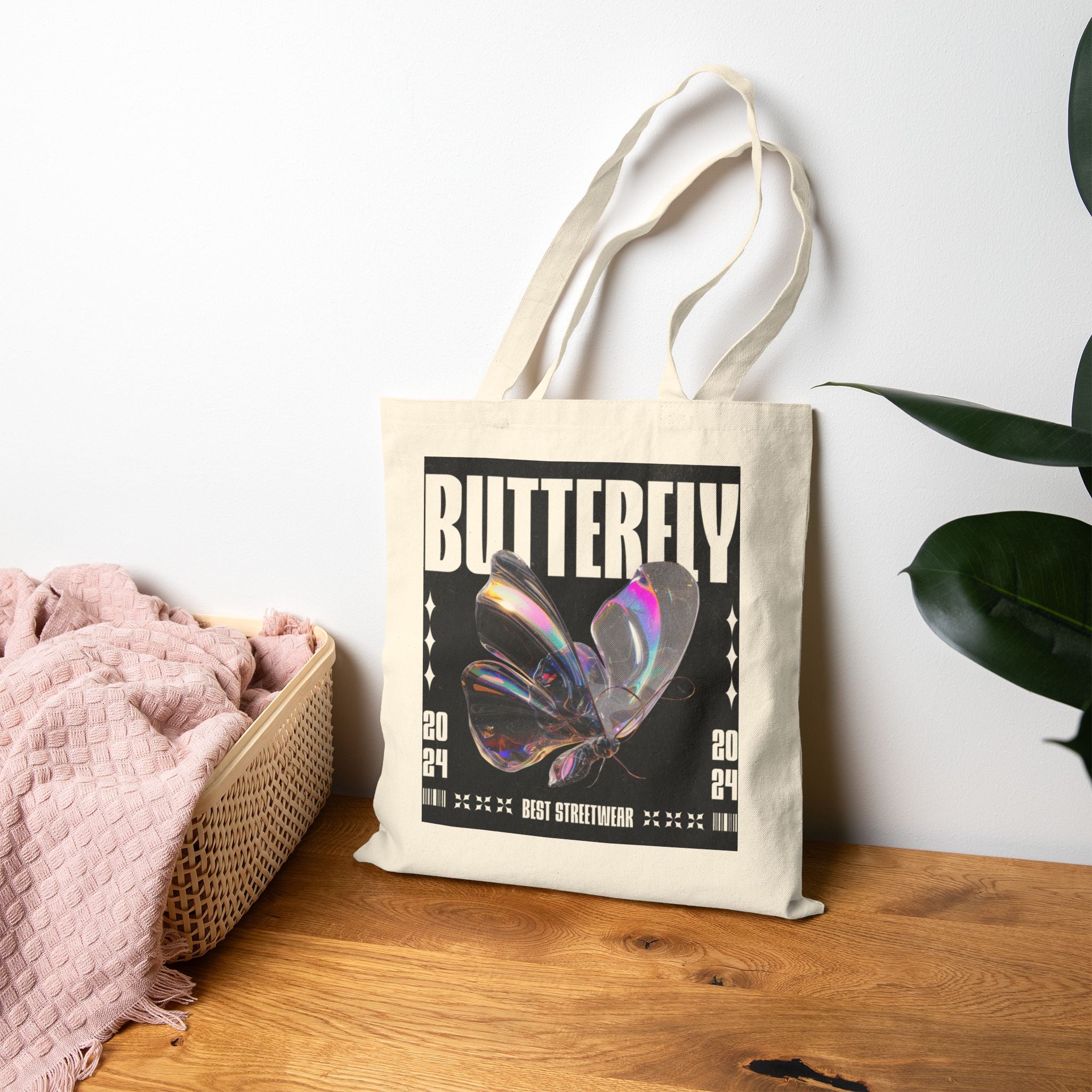 Butterfly Graphic Tote Bag — Canvas Shopping & Everyday Carry