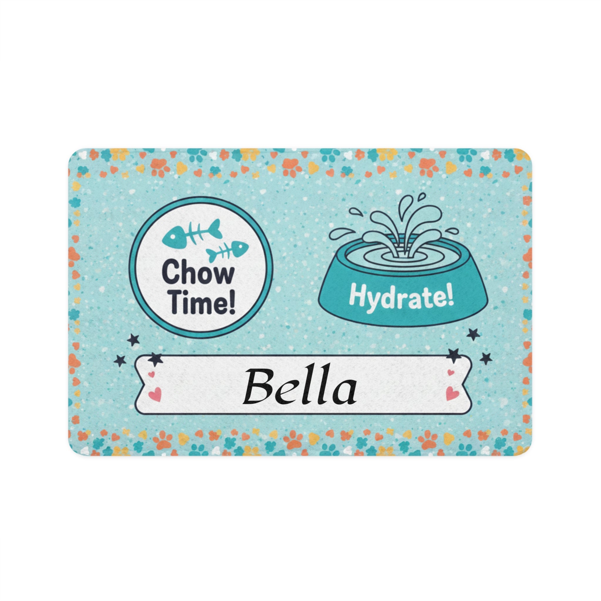 Chow Time Hydrate Pet Food Mat (12x18) — Personalized Dog/Cat Feeding Placemat