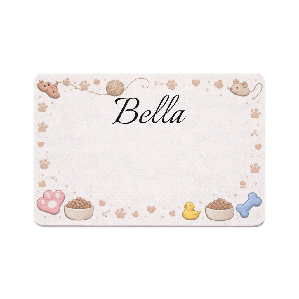 Personalized The Toy Box Pet Food Mat (12x18) — Custom Name Dog Bowl Placemat