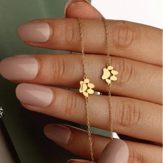 Personalized Pet Paw Print Bracelet with Name