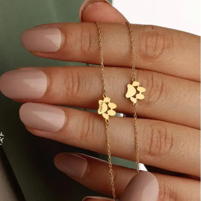 Personalized Pet Paw Print Bracelet with Name