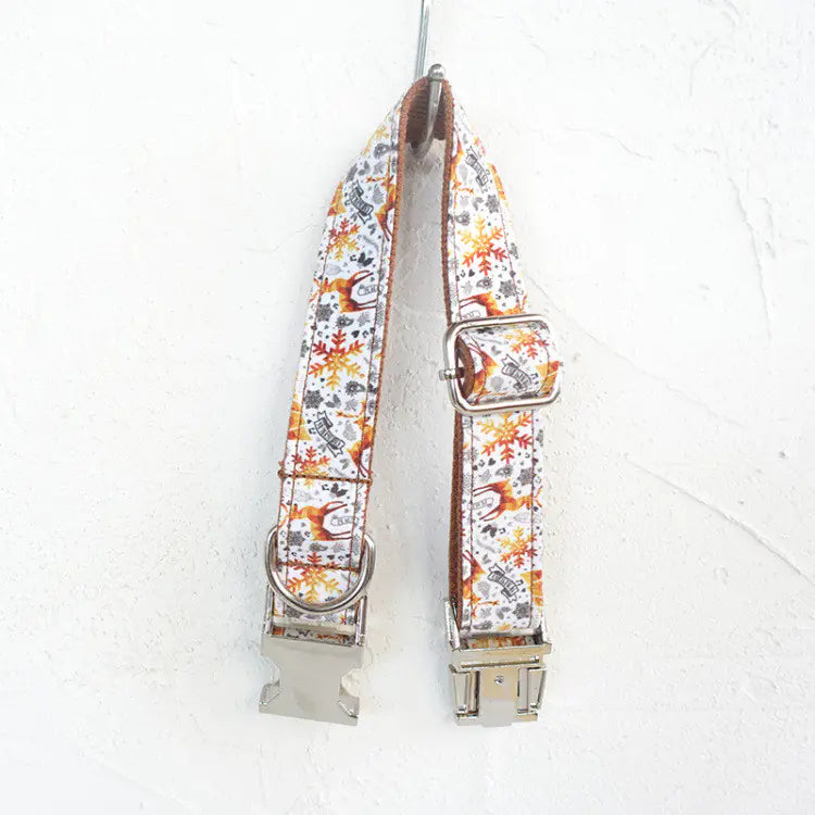 Handmade Golden Christmas Dog Collar