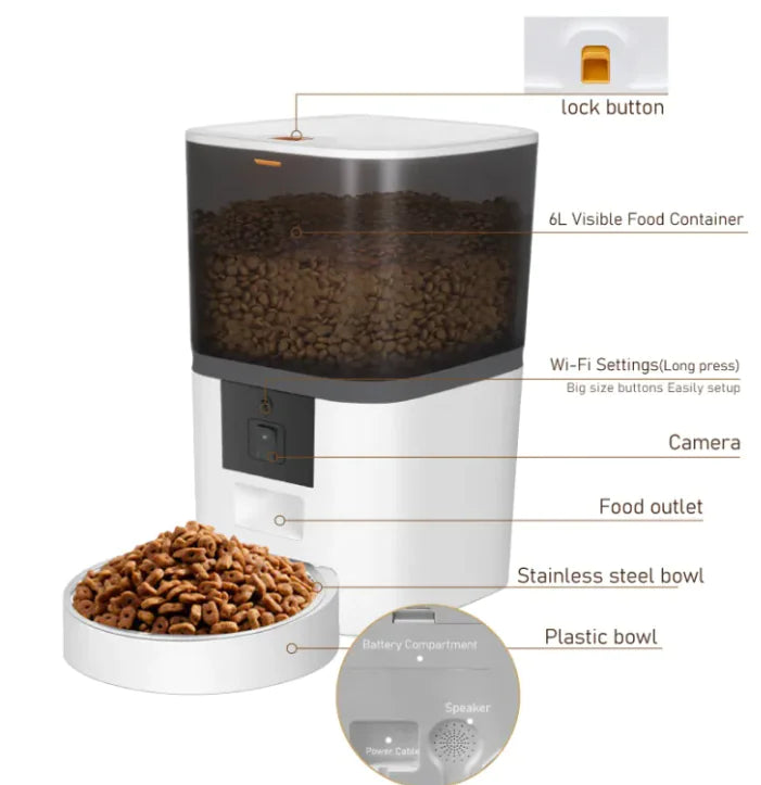 Smart Automatic Pet Feeder with Camera & App Control